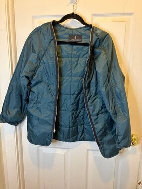 London Fog Teal Quilted Jacket Liner with Dark Trim